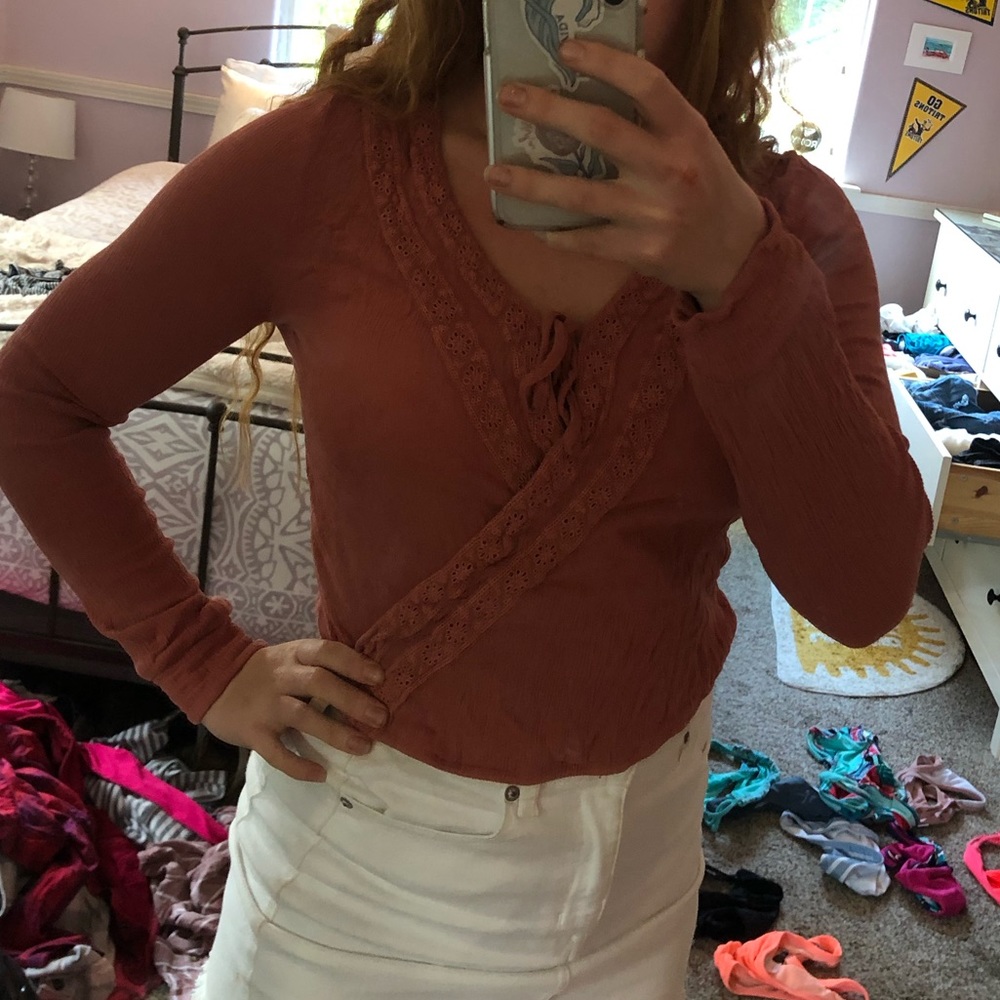 Mauve Colored Embroidered Blouse